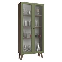 Cristaleira 70 Cm 2 Portas De Vidro Com Pés Trapézio Rustic-verde-rustic Vik Madesa - 2