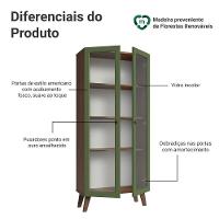 Cristaleira 70 Cm 2 Portas De Vidro Com Pés Trapézio Rustic-verde-rustic Vik Madesa