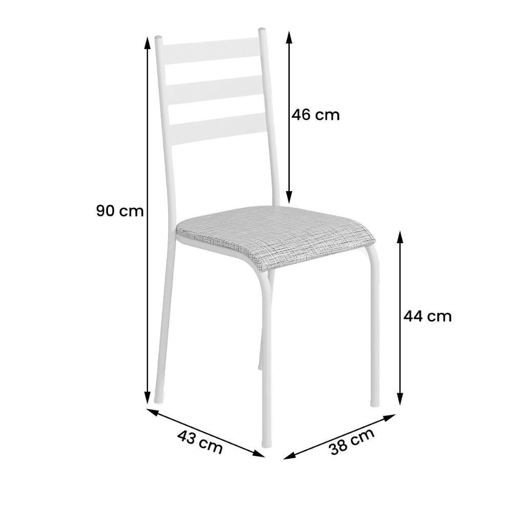 Kit 6 Cadeiras 541 Sala Jantar Cozinha Pés Aço Tubular Cinza Branco - 3