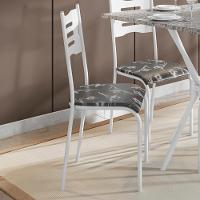 Kit 2 Cadeiras 542 Sala Jantar Cozinha Pés Aço Tubular Floral Branco - 2