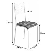 Kit 2 Cadeiras 542 Sala Jantar Cozinha Pés Aço Tubular Floral Branco - 3