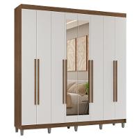 Guarda-roupa Casal Com Pés 8 Portas Batentes Com Espelho Rustic-branco-rustic Venus Madesa - 2