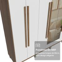 Guarda-roupa Casal Com Pés 8 Portas Batentes Com Espelho Rustic-branco-rustic Venus Madesa - 6