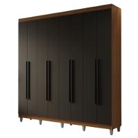 Guarda-roupa Casal Com Pés 8 Portas Batentes Rustic-preto-preto Netuno Madesa - 2
