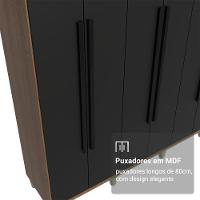 Guarda-roupa Casal Com Pés 8 Portas Batentes Rustic-preto-preto Netuno Madesa - 6