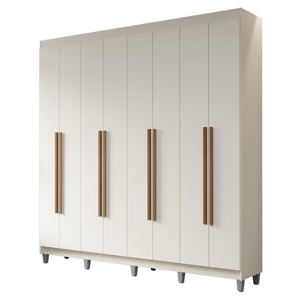 Guarda-roupa Casal Com Pés 8 Portas Batentes Branco-branco-rustic Netuno Madesa - 2