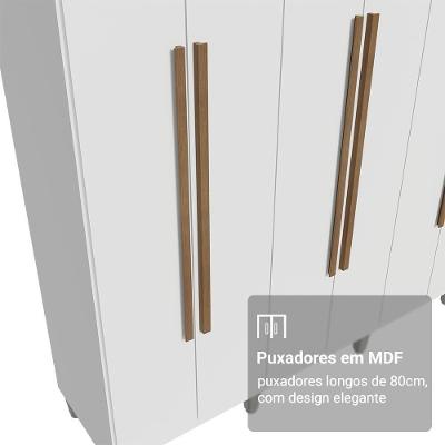 Guarda Roupa Casal Netuno 8 Portas Batentes 4 Gavetas Branco-Branco-Rustic