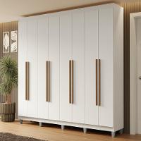 Guarda-roupa Casal Com Pés 8 Portas Batentes Branco-branco-rustic Netuno Madesa - 1