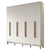 Guarda-roupa Casal Com Pés 8 Portas Batentes Branco-branco-rustic Netuno Madesa - 2