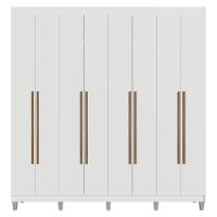 Guarda-roupa Casal Com Pés 8 Portas Batentes Branco-branco-rustic Netuno Madesa - 10