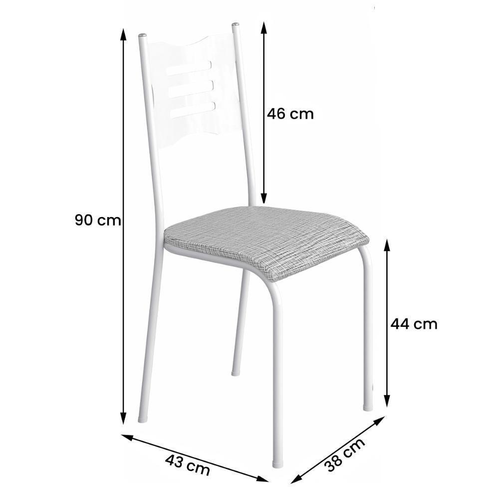 Kit 2 Cadeiras 542 Sala Jantar Cozinha Pés Aço Tubular Cinza Branco - 3