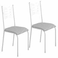 Kit 2 Cadeiras 542 Sala Jantar Cozinha Pés Aço Tubular Cinza Branco - 1