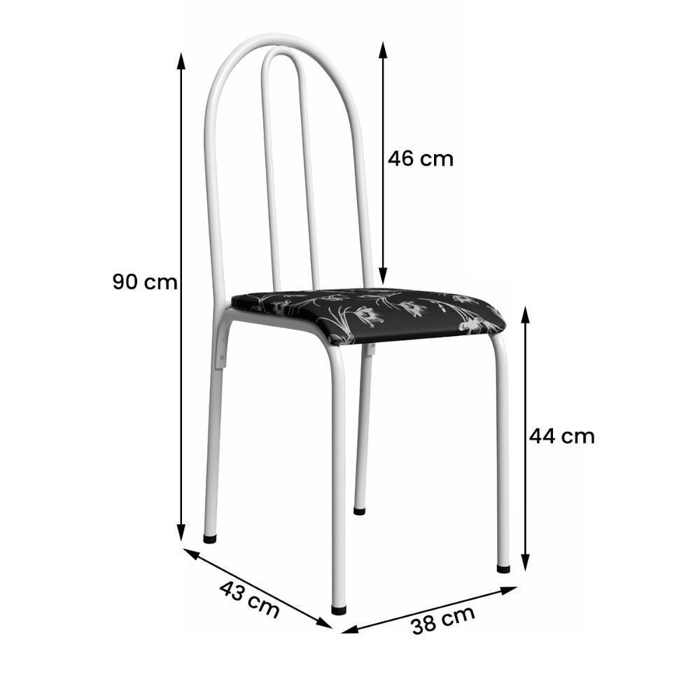 Kit 6 Cadeiras 544 Sala Jantar Cozinha Pés Aço Tubular Floral Branco - 3