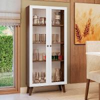 Cristaleira 70 Cm 2 Portas De Vidro Com Pés Trapézio Rustic-branco-rustic Vik Madesa - 1