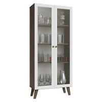 Cristaleira 70 Cm 2 Portas De Vidro Com Pés Trapézio Rustic-branco-rustic Vik Madesa - 2