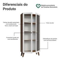 Cristaleira 70 Cm 2 Portas De Vidro Com Pés Trapézio Rustic-branco-rustic Vik Madesa