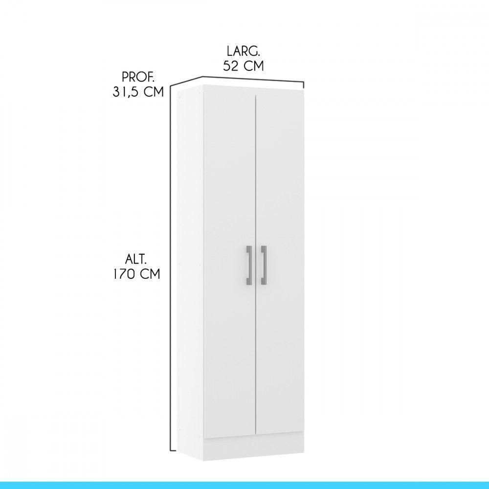 Armário Multiuso Com 2 Portas 52x170cm Mdp 3000 Menu Móveis Branco - 4