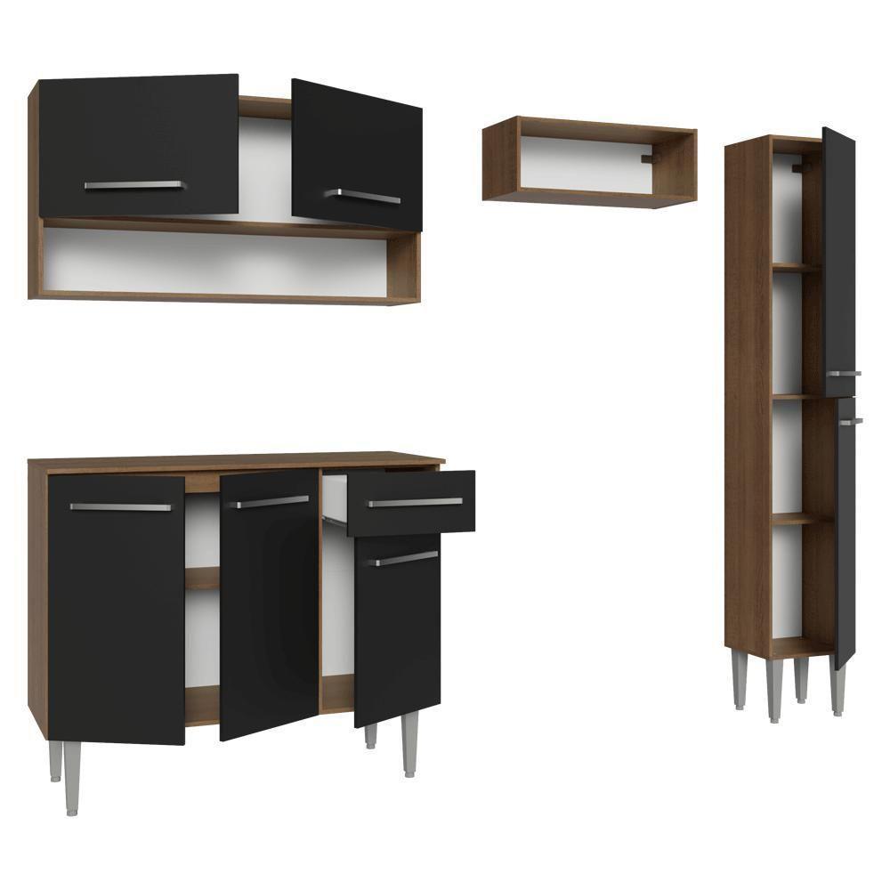 Armário De Cozinha Completa 197 Cm Rustic-preto Emilly Madesa 01 - 8
