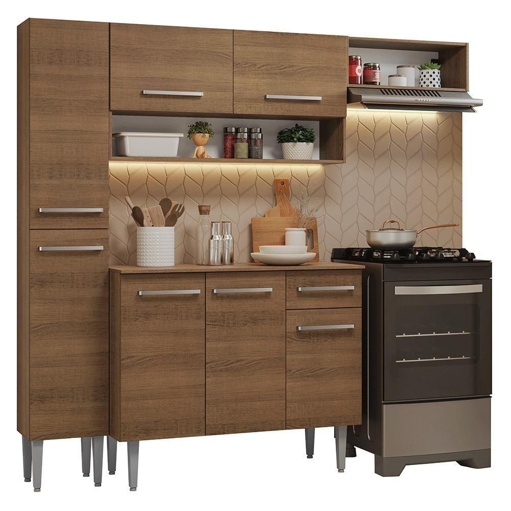 Armário De Cozinha Completa 197 Cm Rustic Emilly Madesa 02 - 2