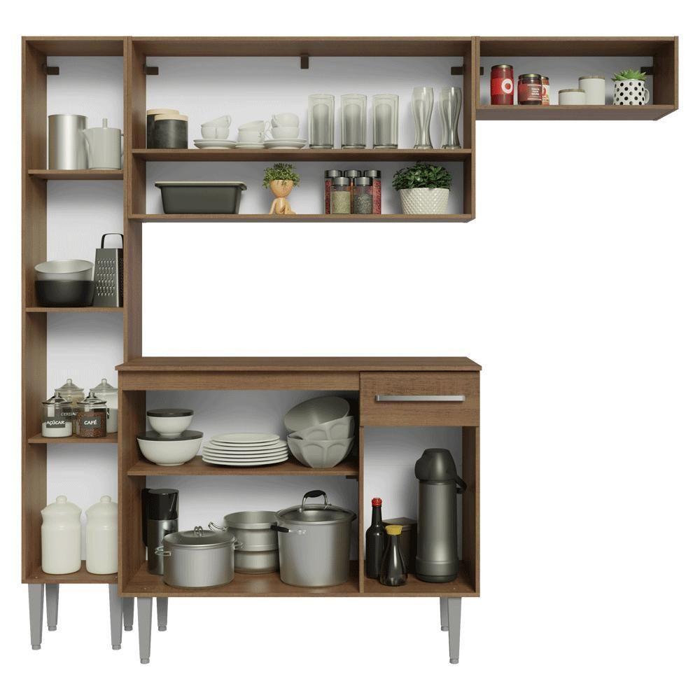 Armário De Cozinha Completa 197 Cm Rustic Emilly Madesa 02 - 5