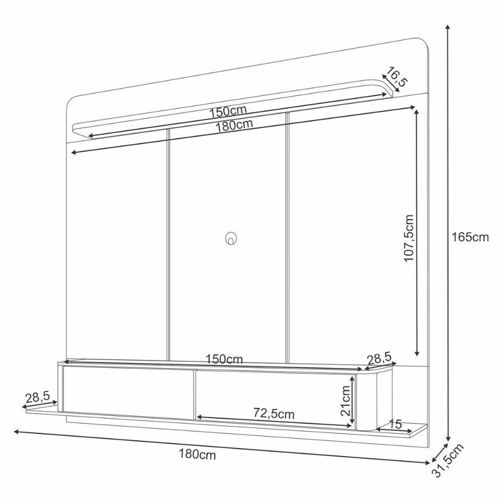 Painel Home Suspenso Galax Tv Até 70 Polegadas Cinamomo Off White - 4