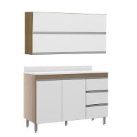 Cozinha Compacta Balcão Tampo Armário Aéreo Menu Móveis Branco - 1