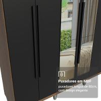 Guarda-roupa Casal Com Pés 6 Portas Batentes Com Espelho Rustic-preto-preto Saturno Madesa - 6