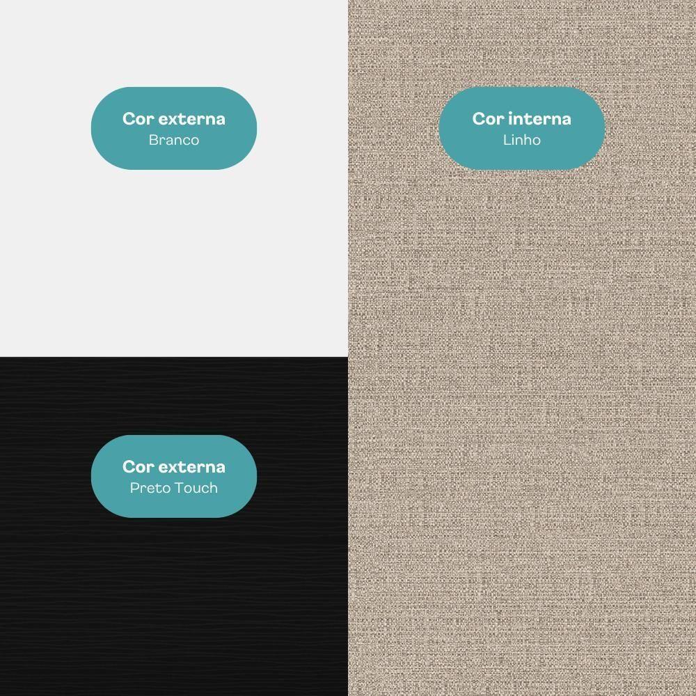 Armário De Cozinha Completa Miami New Carraro Branco E Preto Touch - 8