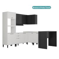 Armário De Cozinha Completa Miami New Carraro Branco E Preto Touch - 3