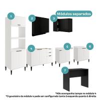 Armário De Cozinha Completa Miami New Carraro Branco E Preto Touch