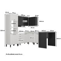 Armário De Cozinha Completa Miami New Carraro Branco E Preto Touch - 5