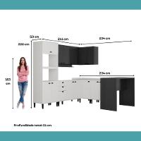 Armário De Cozinha Completa Miami New Carraro Branco E Preto Touch - 6