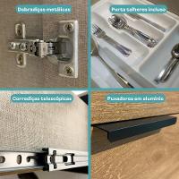 Armário De Cozinha Completa Miami New Carraro Branco E Preto Touch - 9