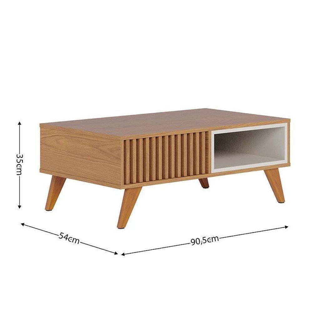 Rack Bancada Noronha 1.8 Freijó Com Mesa De Centro Jeri Freijó Off White - Colibri - 6