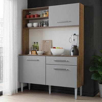 Cozinha Compacta Life XAG20027F9 3 Portas 1 Gaveta MDF 120cm Cinza Rustic