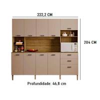 Kit Cozinha Intense 222cm 10 Portas E 2 Gavetas Kits Paraná Freijó/vanilla - 3