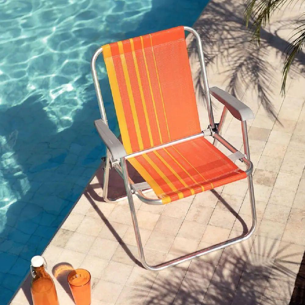 Cadeira De Praia Samoa Alta Em Alumínio Com Assento Laranja E Amarelo - 92900001 - Tramontina - 4