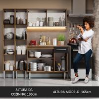 Armário De Cozinha Compacta 169cm Rustic/preto Emilly Madesa 09 Rustic/preto Rustic/preto - 3