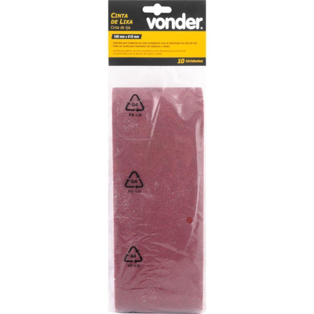 Cinta Lixa 100x610mm G60 Com 10 Peças Vonder - 1