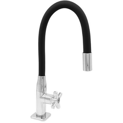 Torneira Para Cozinha De Mesa 1-4 De Volta Cromada Com Tubo Preto - 774335 - Stoc