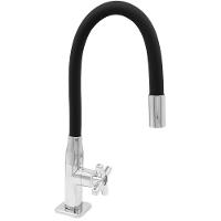 Torneira Para Cozinha De Mesa 1-4 De Volta Cromada Com Tubo Preto - 774335 - Stoc - 1