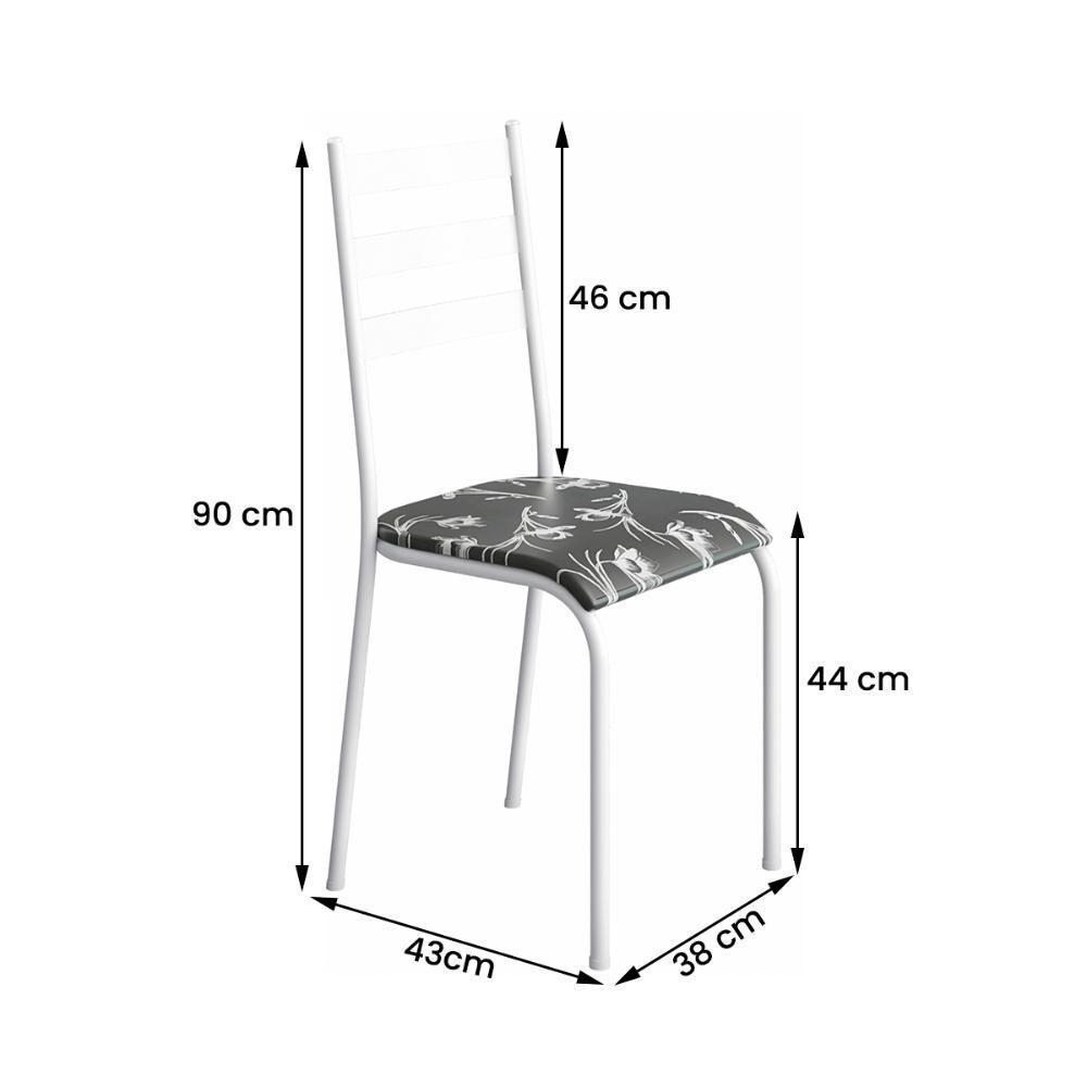 Kit 2 Cadeiras 541 Sala Jantar Cozinha Pés Aço Tubular Floral Branco - 3