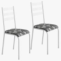 Kit 2 Cadeiras 541 Sala Jantar Cozinha Pés Aço Tubular Floral Branco - 1