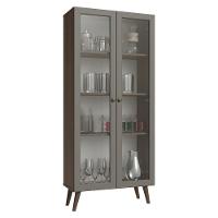 Cristaleira 70 Cm 2 Portas De Vidro Com Pés Cônicos Rustic-cinza-rustic Vik Madesa - 2