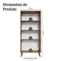 Cristaleira 70 Cm 2 Portas De Vidro Com Pés Cônicos Rustic-cinza-rustic Vik Madesa - 3