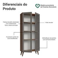 Cristaleira 70 Cm 2 Portas De Vidro Com Pés Cônicos Rustic-cinza-rustic Vik Madesa