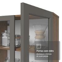 Cristaleira 70 Cm 2 Portas De Vidro Com Pés Cônicos Rustic-cinza-rustic Vik Madesa - 7