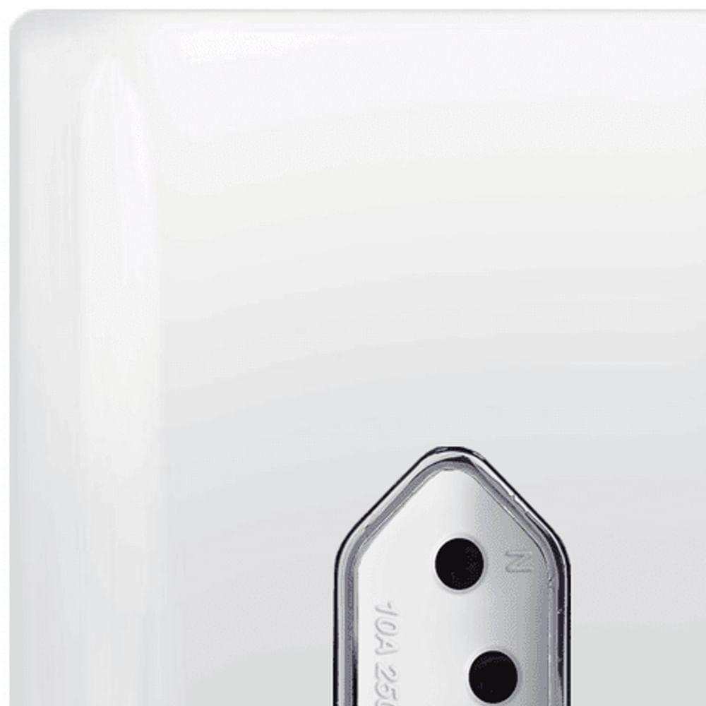 Tomada Universal Vertical 2p+t 10a Com Placa 4x2 Branca E Cromada - Dc 1200-12 - Novara - 2