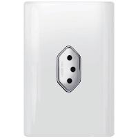 Tomada Universal Vertical 2p+t 10a Com Placa 4x2 Branca E Cromada - Dc 1200-12 - Novara - 1