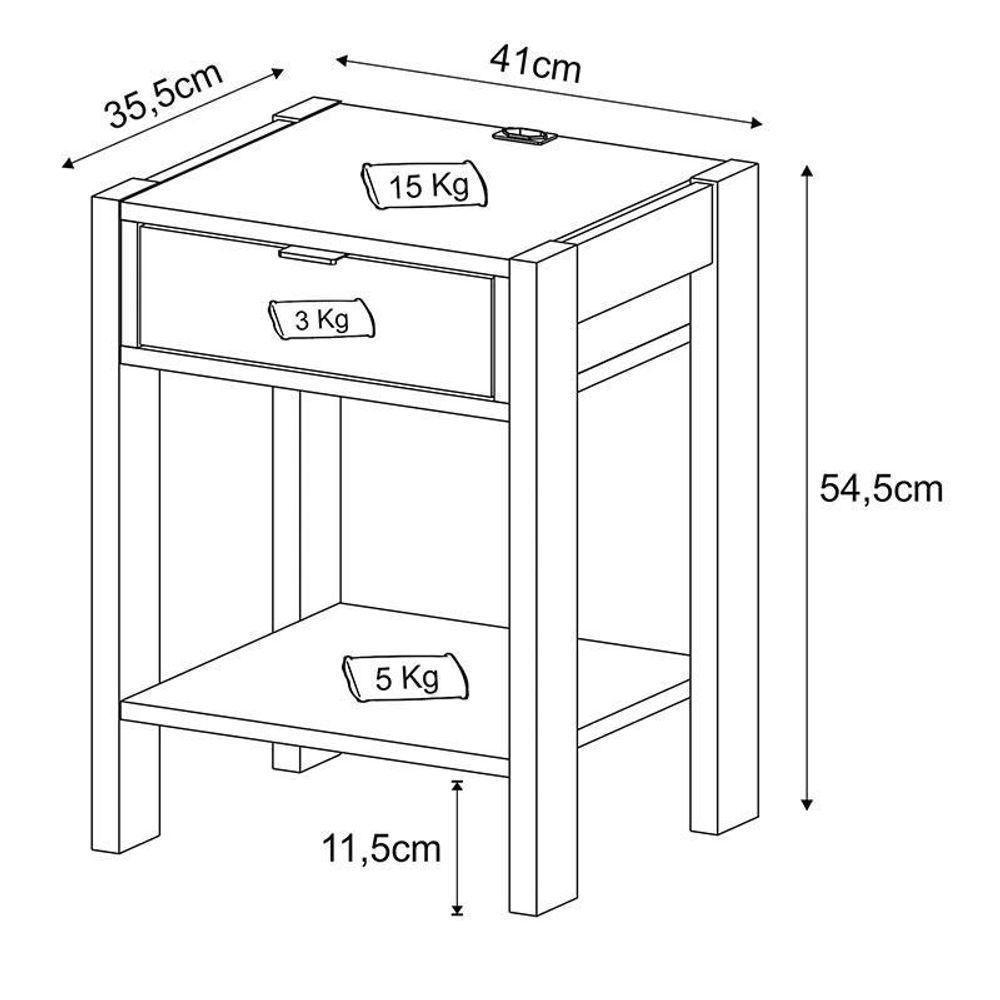 Mesa De Cabeceira Ambiente Az1016 Branco - Tecnomobili - 3